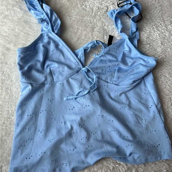 H&M Backless Cute Baby Blue Bow Top - Picture 1 of 3